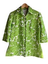 70's Vintage Psychedelic Green Floral Wide Pointed Collar Shirt trippy LARGE picture