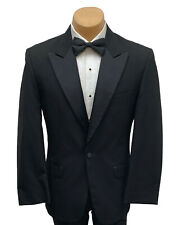 Men's Black Tuxedo Jacket One Button Satin Peak Lapels Wedding Mason Prom Cruise picture