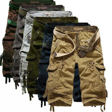 Mens Casual 3/4 Long Length Shorts Elasticated Waist Cotton Cargo Combat Pants ❤ picture