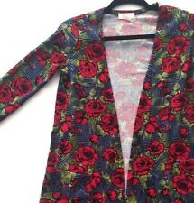 LuLaRoe XS Beautiful Red Roses with Blue LLR Square Sarah Cardigan New with Tags picture