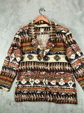 Vintage FSTOP Flax Navajo Tribal Native Western Blazer Jacket Womens Large Brown picture
