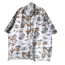 Pierre Cardin Hawaiian Shirt 3XLT Tall Island Graphic 100% Cotton Vintage Aloha picture