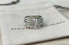 David Yurman Sterling Silver 925 Angelika 15mm Pave .67ct Diamond Ring Size 8 picture