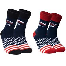 2 Pairs Trump 2024 Presidential Election Patriot Print Crew Socks MAGA One Size picture