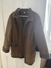 L.L. Bean Womans Vintage Brown Faux Suede Microfiber Jacket Coat Size L Sherpa picture