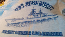 New Vintage USS Spruance Short Sleeve T-Shirt Size Plank Owners 20th Anniversary picture