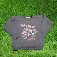 Vintage 1989 Harley-Davidson Biker Sweatshirt Women L-Short 21x22 3D-Emblem Gray picture