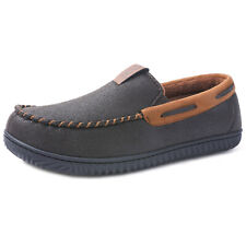 Mens Cozy Moccasin Slippers Memory Foam Closed Back Outdoor Loafer House Shoes picture