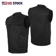 SOA Men's Leather Vest Anarchy Motorcycle Biker Club Concealed Carry Outlaws picture