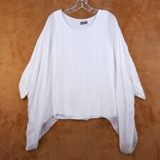 LOLA MADE IN ITALY Womens Top Medium White Sheer Wide Dolman Sleeve Fitted Body picture