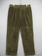 Vintage Brooks Brothers Corduroy Pants 36 Olive Green Pleated Cuffed Made in USA picture