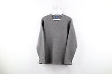 Vintage 90s J Crew Mens Small Distressed Blank Wool Chunky Knit Sweater Gray picture