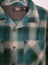 RRL Ralph Lauren Vintage Inspired Plaid Brushed Cotton Camp Shirt Mens L picture