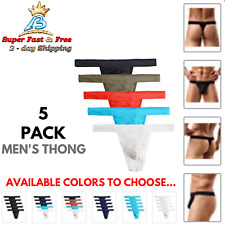 Mens G String Thong Sexy Underwear Stretch T Back Cotton Casual Everyday 5 Pack picture