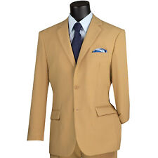 LUCCI Men's Khaki 2-Button Classic-Fit Poplin Polyester Suit - NEW picture