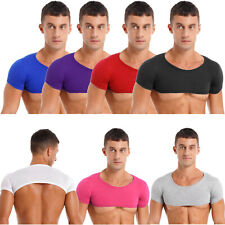 Men's Vest Crop Top Workout Cropped Tank Top Casual Muscle Tee Club-wear T-Shirt picture