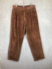 Vintage Chaps Ralph Lauren Pants Mens 34x32 Brown Corduroy Pleated Cuffed 90s picture