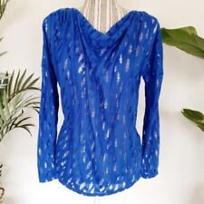 Noisy May Royal Blue Draped Neck Blouse Top S/M Women's picture