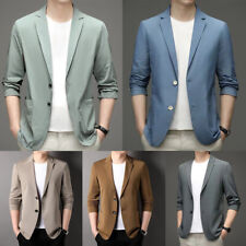 Men's Summer Lightweight Suit Jacket Ice Silk Anti-Wrinkle Breathable US picture