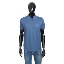 BERLUTI 550$ Polo Shirt With Embroidered Crest Logo - Blue Cotton picture