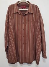 Yago Men's Shirt Size 5XL Button Up Long Sleeve Brown Striped Vintage RN# 109879 picture