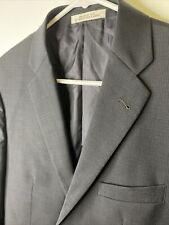 Joseph Abboud Men 40R Slim Gray Wool Blue Plaid Check Sport Coat Blazer Jacket picture