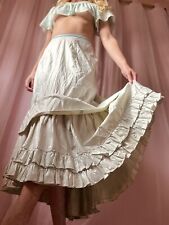 Antique 1900s Sage Cotton Ruffled Skirt  picture