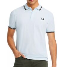 Fred Perry Men's Short Sleeve M3600 Twin Tipped Polo Shirt Light Ice Green Black picture
