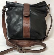 Hunt Club Women’s Shoulder Bag Purse Sz M Black Genuine Leather Brown Trim  picture