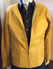 Leather Jacket - Collarless Soft Lamb Skin - Yellow picture