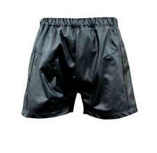 Men's Genuine Leather Boxers Style Shorts Stretchable Waist Retro Black 34
