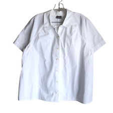 J. Jill Women's Blouse Size XL White Short Sleeve Collared Dress Shirt picture
