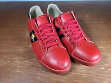 Gucci Ace Bee Embroidered Red Womens’s Sneakers Shoe Size 10.5 EU 42 picture