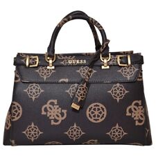 Guess Sestri Women's Luxury Satchel Handbag Top Handle Mocha Logo Signature picture
