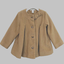 Janie and Jack Girl Pea Coat 2T 3T Camel Button Pleated Buttoned Beige Lined picture