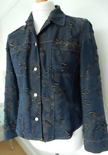 GERRY WEBER LADIES DENIM BLUE JACKET SIZE 16 DISTRESSED PARTY HOLIDAY FABULOUS picture
