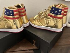 Donald T GOLD Shoes MAGA 2024 NEVER SURRENDER High Tops Sneakers Multiple Sizes picture