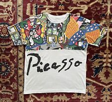 Vintage 90s Picasso Abstract Art Warhol Basquiat Escher Dali Big Print Shirt XL picture