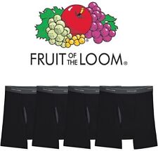 Mens 4 Pack Fruit of the Loom Black Boxer Briefs  Underwear 100% Cotton S-5X picture