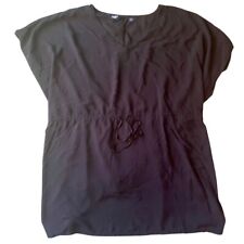 Lands End Womens Black Drawstring Waist Blouse Shirt Size M-L 100% Modal picture