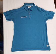 Linksoul Polo Shirt Mens Large Blue Golf Stretch Tempus Fugit Luxuru Cotton EUC  picture