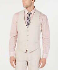 Bar III Men's Slim-Fit Linen Suit Vest Tan Large picture