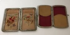 Lot of 2 Antique Victorian Calling Card Case Embroidered Leather Wallet 1900’s picture