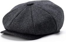 BOTVELA Men's 8 Panel Wool Blend Newsboy Flat Cap Herringbone Tweed Hat picture