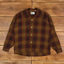Vintage Manhattan Check Shirt Button M 60s Flandia Loop Collar Mens Brown picture