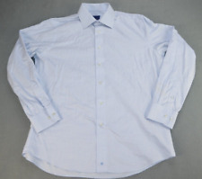 David Donahue Dress Shirt Mens 16.5 34/35 Blue Luxury Non Iron Trim Fit ButtoUp picture