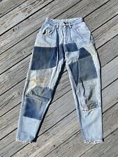 Rare Vtg 90s LEE Blue Patchwork 6 Womens Relaxed Tapered Leg Denim Jeans picture