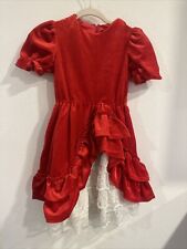 vintage childs christmas dress red princess velvet ruffles Size 10 picture