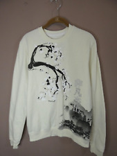 Blind Rooster Men's M Sweatshirt Pullover Black & White Cherry Blossoms Cotton picture