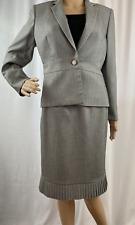 Kasper Petites Women's 2 Piece Skirt Suit Set, Gray Tweed, Size 6 P picture